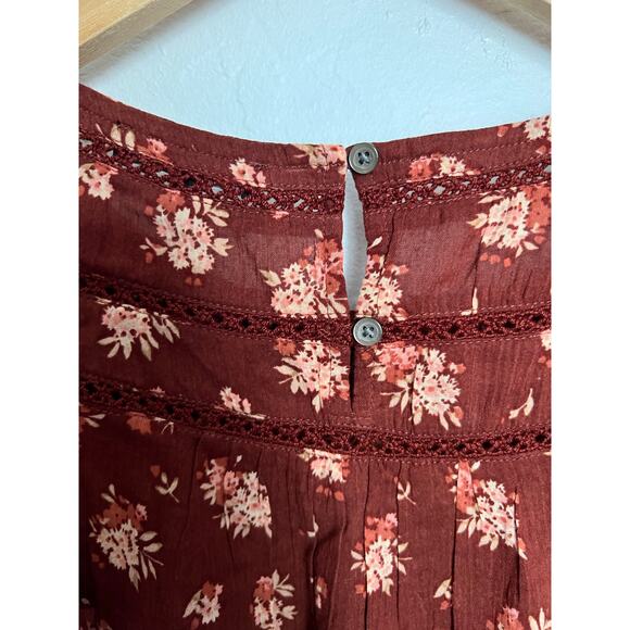 NWT Madewell Blouse Womens Medium Floral Ruffle Puff Sleeves Rust Prairie Boho - Picture 5 of 7